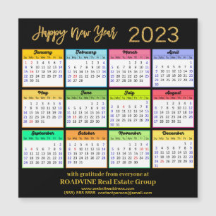 2023 Modernes Gold Black Business Calendar Magnet