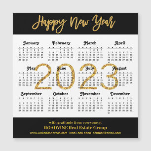 2023 Modernes Gold Script Business Calendar Magnet
