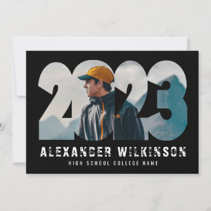 2023 Modernes, kühnes Script Trendy 4 Foto Abschlu Einladung