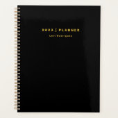 2023 Monatlich/wöchentlich, schwarz und goldfarben Planer (Vorderseite)