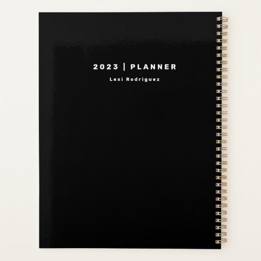 2023 Monatlich/wöchentlich, schwarz und goldfarben Planer (Rückseite)