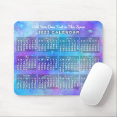 2023 Monatlicher Kalender Blaue Aquarellsterne Mousepad (Mit Mouse)