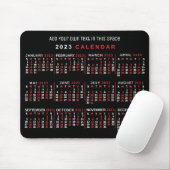 2023 Monatlicher Kalender Custom Black Red White Mousepad (Mit Mouse)