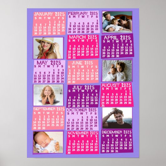 2023 Monatlicher Kalender FotoCollage Niedliche Mo Poster (Vorne)