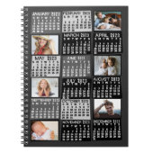 2023 Monatlicher Kalender Schwarz Mod 6 FotoCollag Notizblock (Vorderseite)