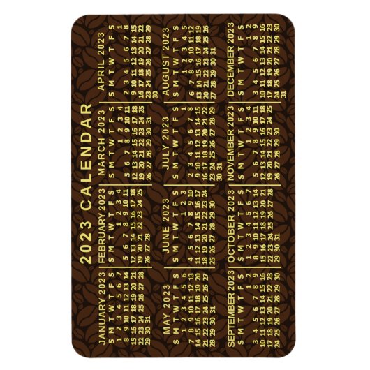 2023 Monatskalender Dunkle Kaffeebohnen Magnet (Vertikal)
