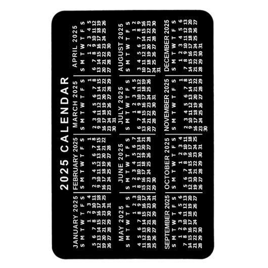 2023 Monatskalender Klassisch Schwarz/Weiß Magnet (Vertikal)