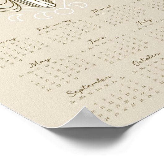 2023 Mondphasen-Kalender-Poster Poster (Ecke)