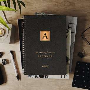 2023 Monogrammed elegant gold black modern Planer