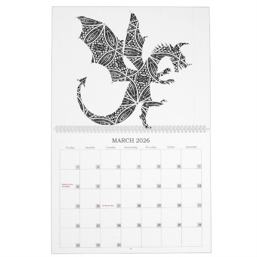 2023 Mythische Drachen Einhorn Erwachsene Farbgebu Kalender (Mär 2026)