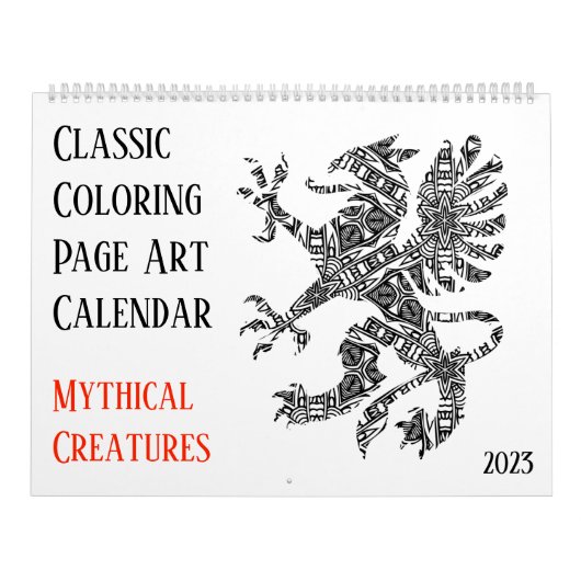 2023 Mythische Drachen Einhorn Erwachsene Farbgebu Kalender (Titelbild)
