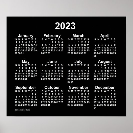 2023 Neon White Wall Calendar von Janz Poster (Vorne)