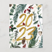 2023 Neujahr Business Foto Feierliche Kiefernstras Postkarte (Vorderseite)