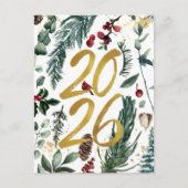 2023 New Year Business Festival Pine Bough Gold Postkarte (Vorderseite)