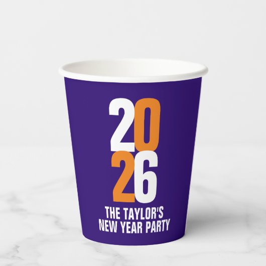 2023 New Year Event Custom Orange Dark Blue Pappbecher (Rückseite)