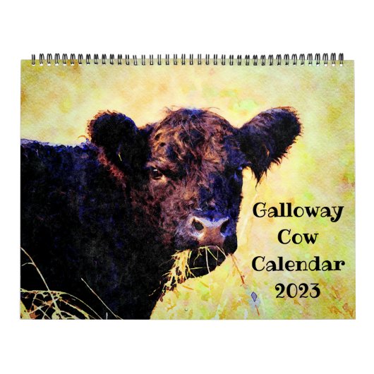 2023 Niedliches Galloway Kuh Rind Aquarellmalerei Kalender (Titelbild)