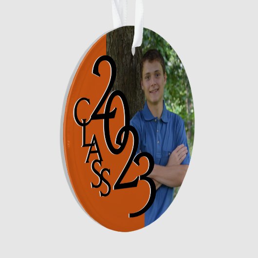 2023 Orange-Graduate-Foto Ornament (Vorderseite)