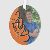 2023 Orange-Graduate-Foto Ornament (Vorderseite)
