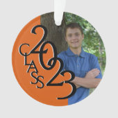 2023 Orange-Graduate-Foto Ornament (Vorderseite)