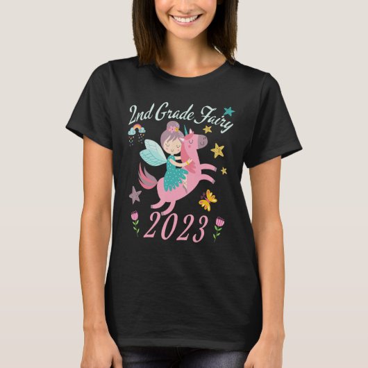 2023 Outfit Girls Fairy Happy First Day Of 2nd Gra T-Shirt (Vorderseite)