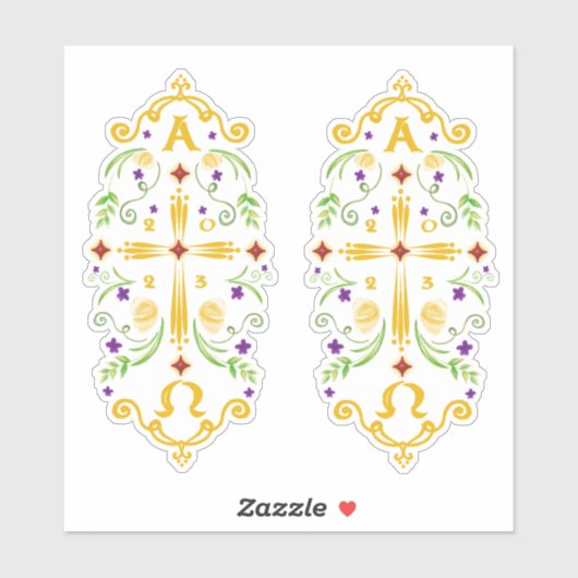 2023 Paschal Candle Purple Flowers Sticker (Blatt)