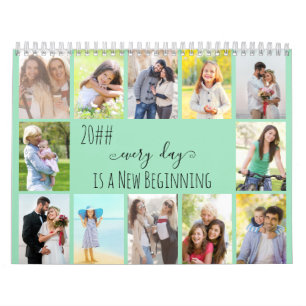 2023 Photo Collage Monthly Photo and Notes Seafoam Kalender