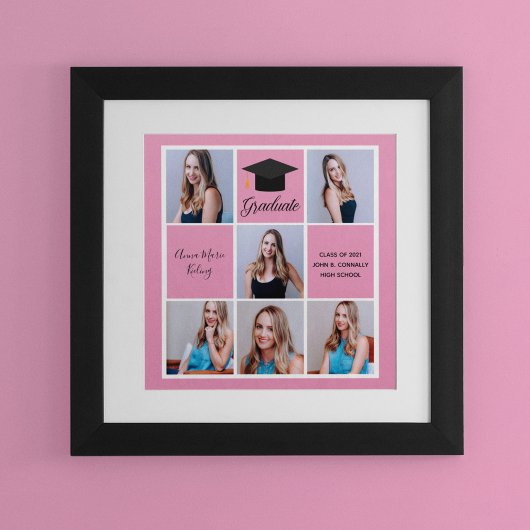 2023 Pink Graduate Foto Collage Graduation Party Poster