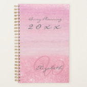 2023 Planner Pink Ombre Shimmer mit Monogramm Planer (Vorderseite)