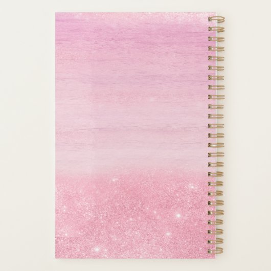 2023 Planner Pink Ombre Shimmer mit Monogramm Planer (Rückseite)