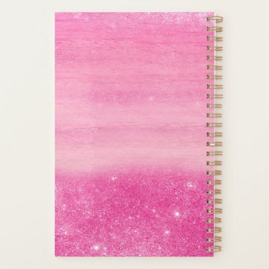 2023 Planner Pink Ombre Shimmer mit Monogramm Planer (Rückseite)