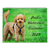 2023 Poodle-Hunde Wasserfarben-Doodles-Malgeschenk Kalender (Titelbild)
