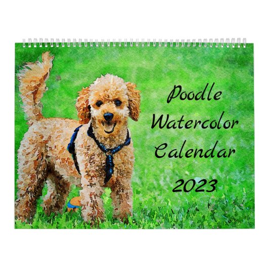 2023 Poodle-Hunde Wasserfarben-Doodles-Malgeschenk Kalender (Titelbild)