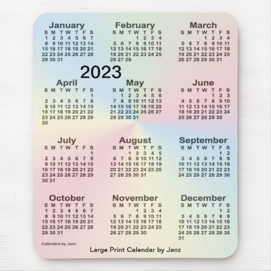 2023 Rainbow Cloud Large Print Calendar by Janz Mousepad (Vorne)