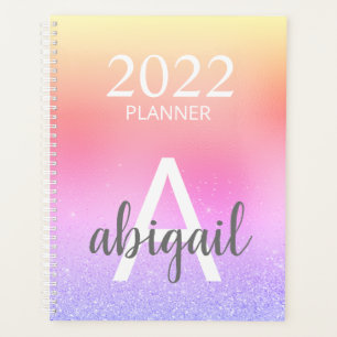 2023 Regenbogen-Pastell-Glitter stylischer Monogra Planer