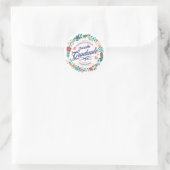2023 Retro Blume Wreath Grad Party Napkins Runder Aufkleber (Tasche)