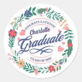 2023 Retro Blume Wreath Grad Party Napkins Runder Aufkleber