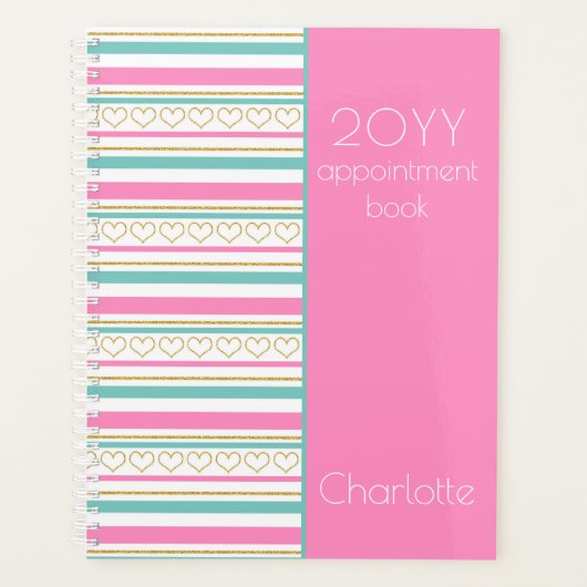 2023 Rosa Ernennung Buch Glitzer Name Planer (Vorderseite)