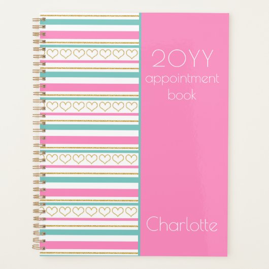 2023 Rosa Ernennung Buch Glitzer Name Planer (Vorderseite)