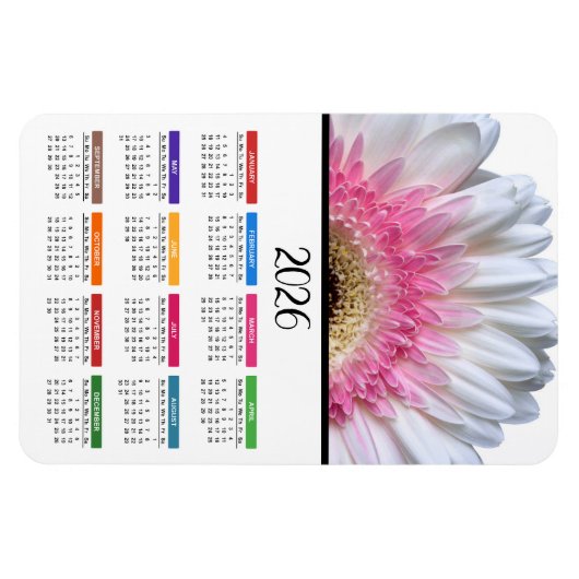 2023 Rosa und Weiße Gerbera Daisy Kalender Magnet (Horizontal)