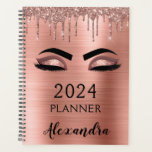 2023 Rose Gold Blush Pink  Glitter Eyelashes Planer<br><div class="desc">2023 Rose Gold - Blush Pink Eyelashes Sparkle Glitter Monogram Name and Initial Spiral Notebook. This makes the perfect sweet 16 birthday,  wedding,  bridal shower,  anniversary,  baby shower or bachelorette party gift for someone that loves glam luxury and chic styles.</div>