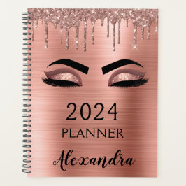 2023 Rose Gold Blush Pink  Glitter Eyelashes Planer