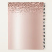2023 Rose Gold Blush Pink Glitter Monogram Planer (Rückseite)