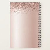 2023 Rose Gold Blush Pink Glitter Monogram Planer (Rückseite)