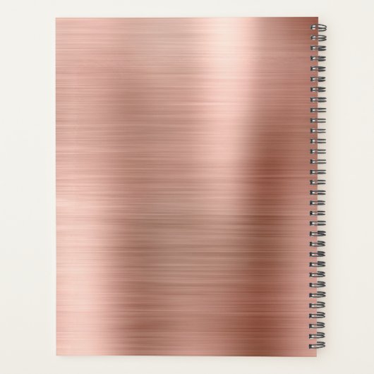 2023 Rose Gold Blush Pink Sparkle Monogram Planer (Rückseite)