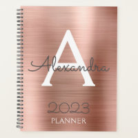 2023 Rose Gold Blush Pink Sparkle Monogram