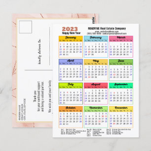 2023 Rose Kalender Gold Streifen Modernes Unterneh Postkarte
