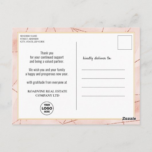 2023 Rose Kalender Gold Streifen Modernes Unterneh Postkarte (Rückseite)