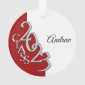 2023 Rot-Silber-Abschluss-Foto Ornament (Rückseite)