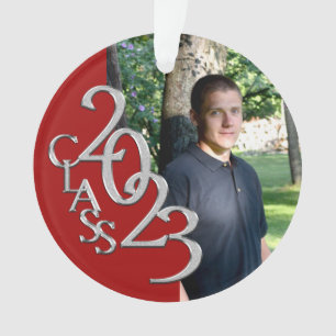 2023 Rot-Silber-Abschluss-Foto Ornament