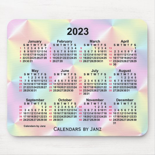 2023 Satin Rainbow 52 Weeks Calendar by Janz Mousepad (Vorne)